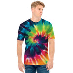 Black And Rainbow Tie Dye Print Men's T-Shirt