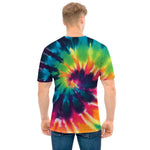 Black And Rainbow Tie Dye Print Men's T-Shirt
