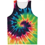 Black And Rainbow Tie Dye Print Men's Tank Top