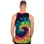 Black And Rainbow Tie Dye Print Men's Tank Top