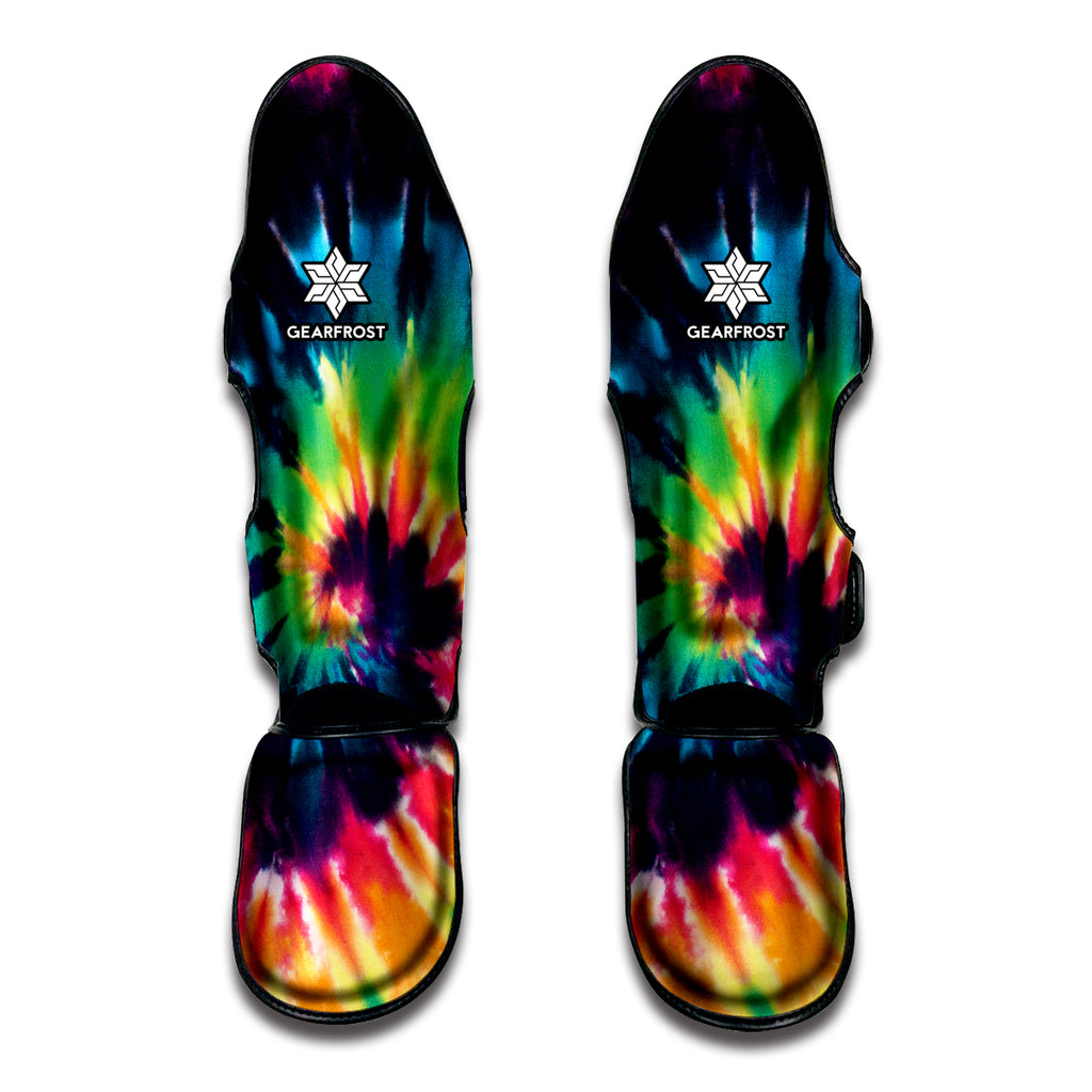 Black And Rainbow Tie Dye Print Muay Thai Shin Guard