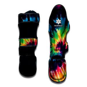 Black And Rainbow Tie Dye Print Muay Thai Shin Guard