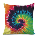 Black And Rainbow Tie Dye Print Pillow Cover