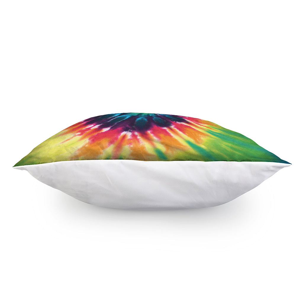 Black And Rainbow Tie Dye Print Pillow Cover