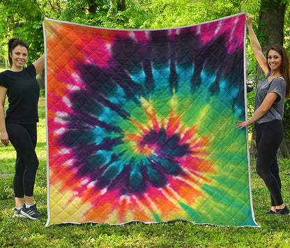 Black And Rainbow Tie Dye Print Quilt