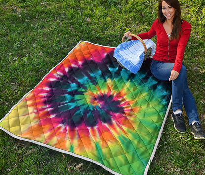 Black And Rainbow Tie Dye Print Quilt