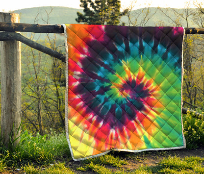 Black And Rainbow Tie Dye Print Quilt