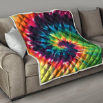 Black And Rainbow Tie Dye Print Quilt