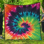 Black And Rainbow Tie Dye Print Quilt