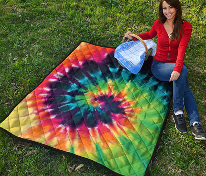 Black And Rainbow Tie Dye Print Quilt