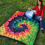 Black And Rainbow Tie Dye Print Quilt