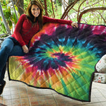 Black And Rainbow Tie Dye Print Quilt