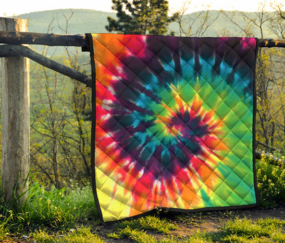 Black And Rainbow Tie Dye Print Quilt