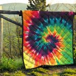 Black And Rainbow Tie Dye Print Quilt