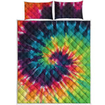 Black And Rainbow Tie Dye Print Quilt Bed Set
