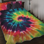 Black And Rainbow Tie Dye Print Quilt Bed Set