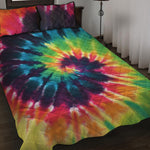 Black And Rainbow Tie Dye Print Quilt Bed Set