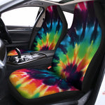 Black And Rainbow Tie Dye Print Universal Fit Car Seat Covers