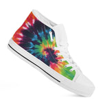 Black And Rainbow Tie Dye Print White High Top Shoes