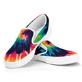 Black And Rainbow Tie Dye Print White Slip On Sneakers