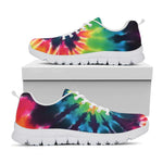 Black And Rainbow Tie Dye Print White Sneakers