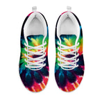 Black And Rainbow Tie Dye Print White Sneakers