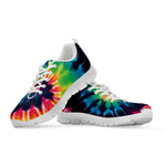 Black And Rainbow Tie Dye Print White Sneakers