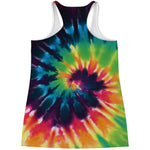 Black And Rainbow Tie Dye Print Women's Racerback Tank Top