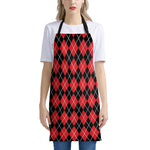 Black And Red Argyle Pattern Print Apron