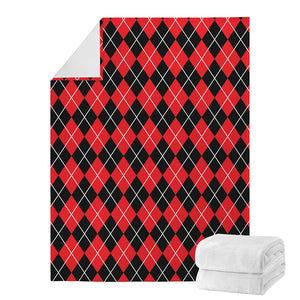 Black And Red Argyle Pattern Print Blanket