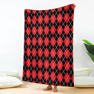 Black And Red Argyle Pattern Print Blanket