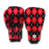 Black And Red Argyle Pattern Print Boxing Gloves