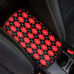 Black And Red Argyle Pattern Print Car Center Console Cover