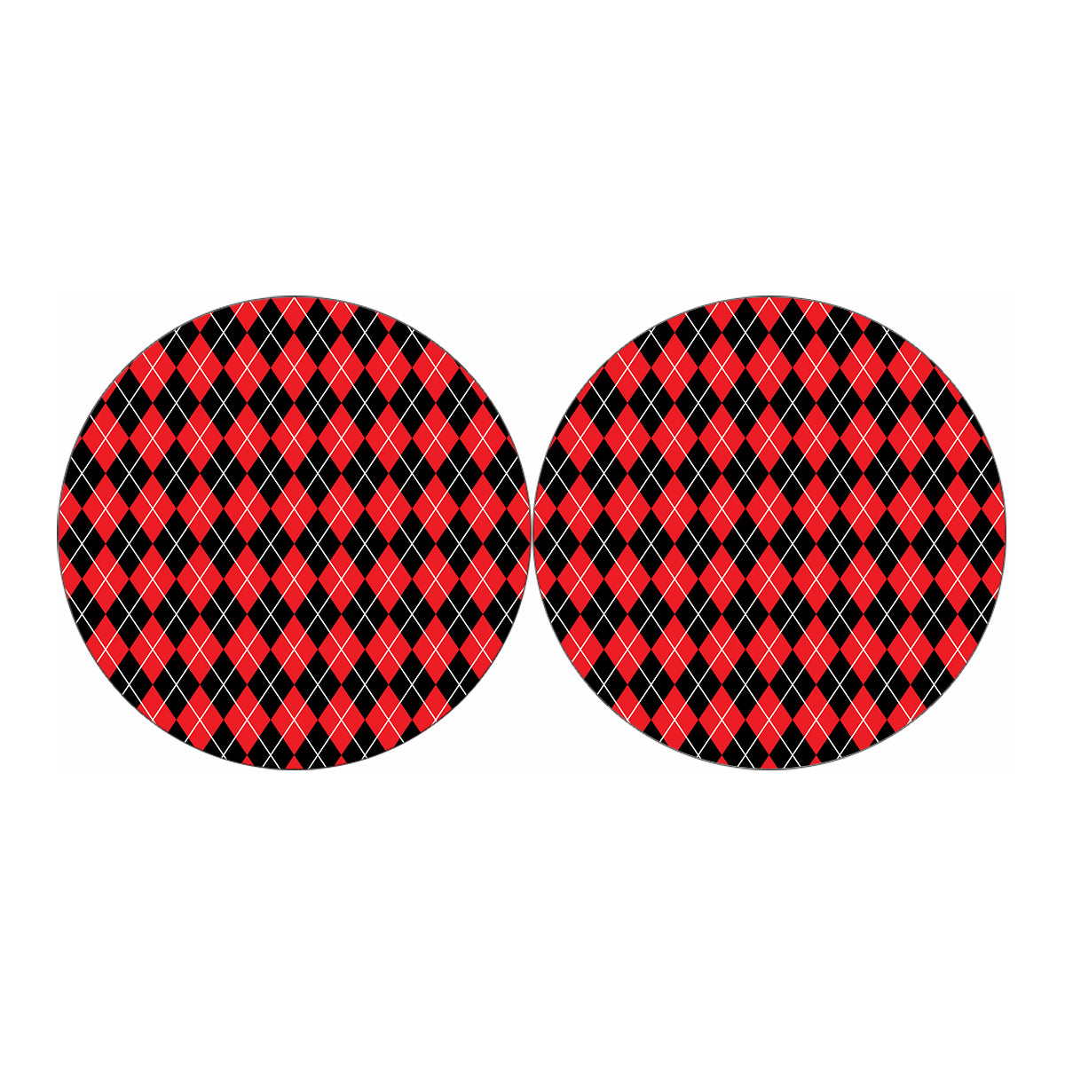 Black And Red Argyle Pattern Print Car Coasters