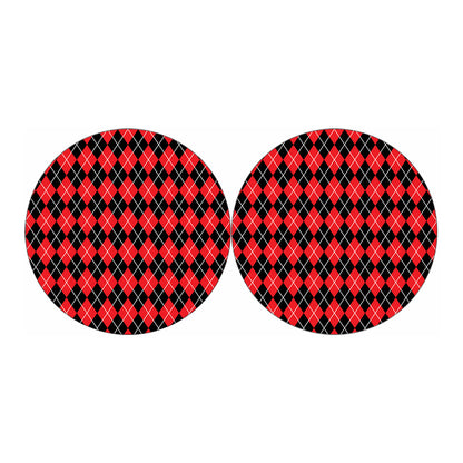 Black And Red Argyle Pattern Print Car Coasters