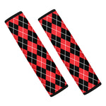 Black And Red Argyle Pattern Print Car Seat Belt Covers