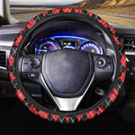 Black And Red Argyle Pattern Print Car Steering Wheel Cover