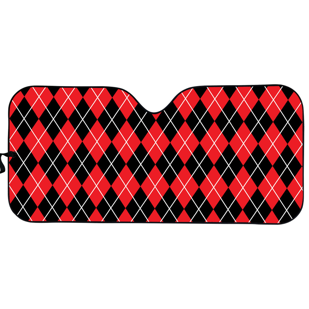 Black And Red Argyle Pattern Print Car Sun Shade