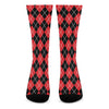 Black And Red Argyle Pattern Print Crew Socks