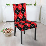 Black And Red Argyle Pattern Print Dining Chair Slipcover