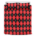 Black And Red Argyle Pattern Print Duvet Cover Bedding Set