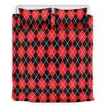 Black And Red Argyle Pattern Print Duvet Cover Bedding Set