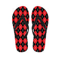Black And Red Argyle Pattern Print Flip Flops