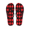 Black And Red Argyle Pattern Print Flip Flops