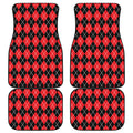 Black And Red Argyle Pattern Print Front and Back Car Floor Mats