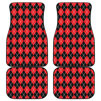 Black And Red Argyle Pattern Print Front and Back Car Floor Mats