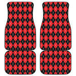 Black And Red Argyle Pattern Print Front and Back Car Floor Mats