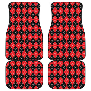 Black And Red Argyle Pattern Print Front and Back Car Floor Mats