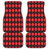 Black And Red Argyle Pattern Print Front and Back Car Floor Mats