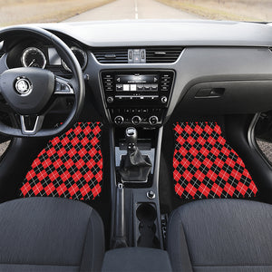 Black And Red Argyle Pattern Print Front and Back Car Floor Mats